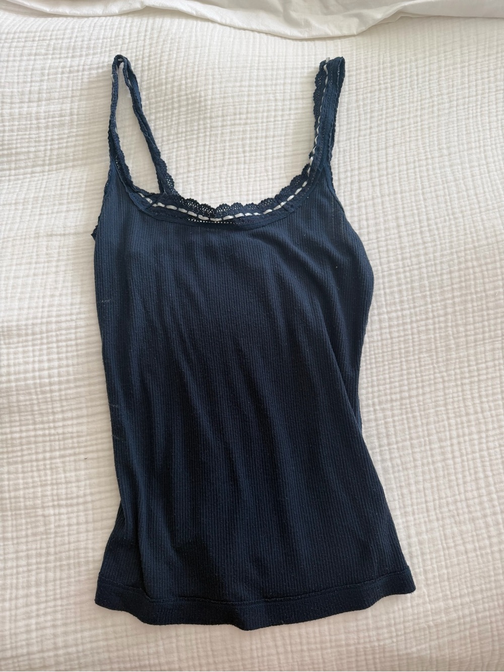 We The Free Navy Lace-Trim Ribbed Cami